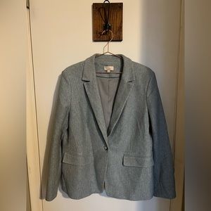 LOFT Light Blue Herringbone Blazer with Patch Details on Elbows Sz16, worn once